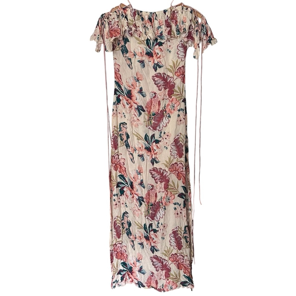 Tularosa Avery Maxi Floral Dress Size XXS Tropical Beach Parrot Leaf Ethereal